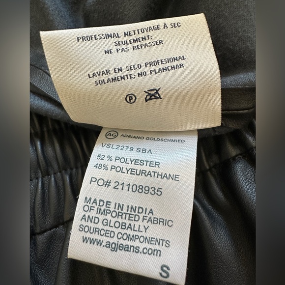 AG Adriano Goldschmied Pleather Nova Sweatpants / Joggers Black Size Small - Picture 11 of 11